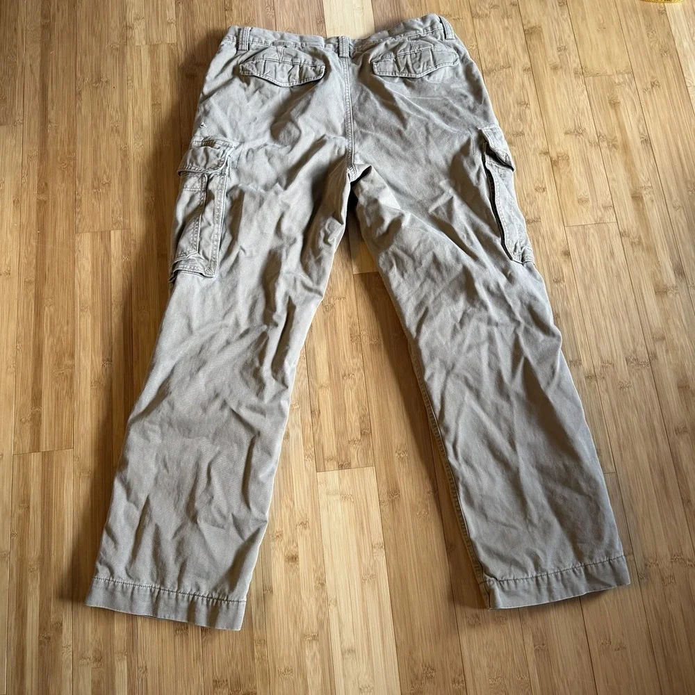 Eddie Bauer Flannel Lined Cargo Pants Mens 35x32 Khaki Hiking Outdoor